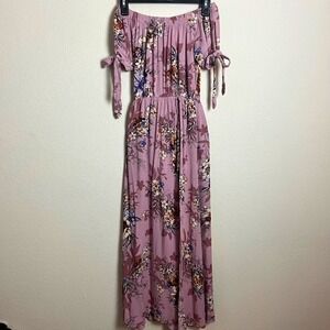 Band of Gypsies XS Floral Maxi‎ Dress Off Shoulder Boho Babydoll Coquette